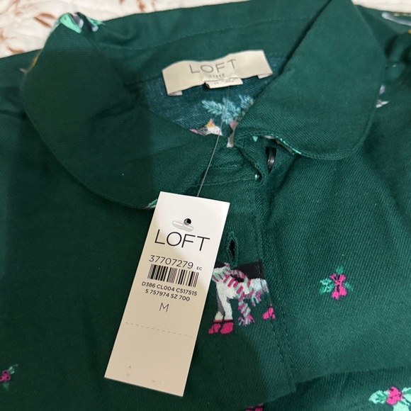 LOFT Women's Pajama Set in Dark Green with Whimsical Animal Print - Picture 6 of 6